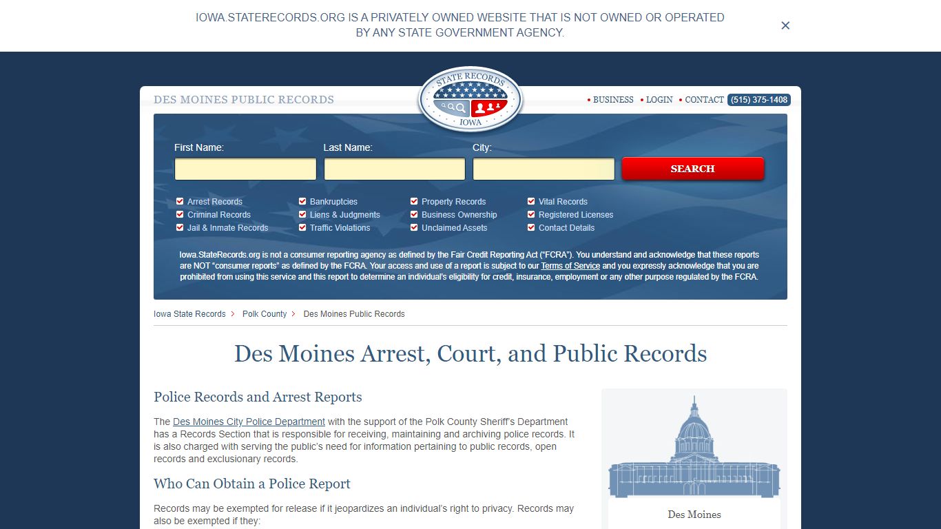 Des Moines Arrest and Public Records | Iowa.StateRecords.org